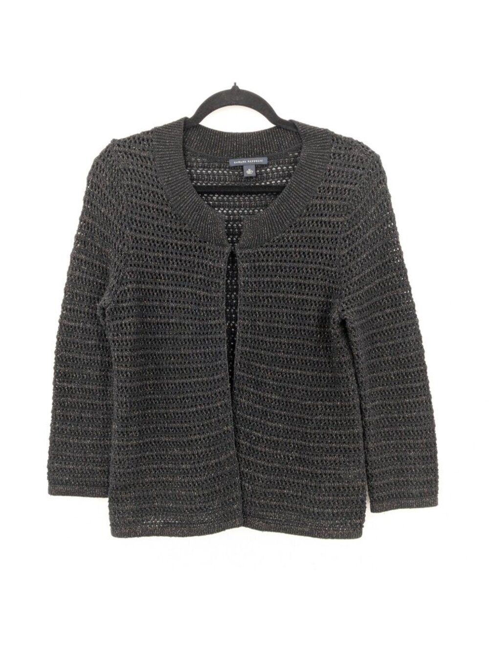 Banana Republic Open Knit Cardigan Wool Blend Metallic Minimalist Resort Medium